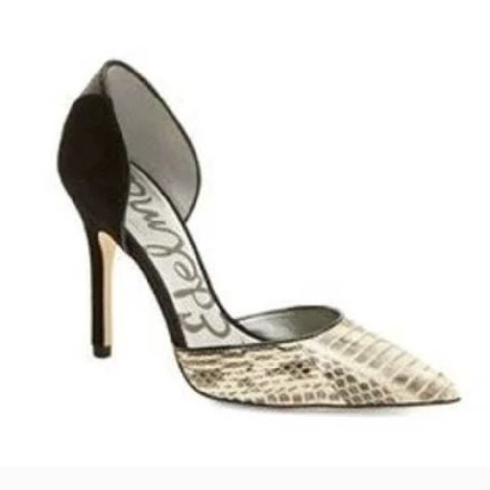 Sam Edelman Delilah D'orsay Embossed Leather Snakeskin Black Heels 6.5